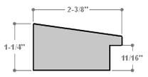 Slightly angled 2-3/8 " frame with an indented design on the inner and outer edge. The face is a metallic silver stain brushed over a warm grey-brown base. The accented inner and outer edge reveal more of the bright sold color and highlight the difference in texture.