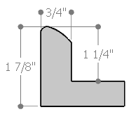 This medium radius stainless steel canvas floater frame has a rounded U-shaped face. The weighted face is metallic white-silver and reflects dispersed light.