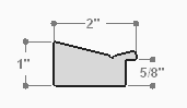 This unique frame with a raw wood face features long edge grain texture and a grey-tone brown wash.  The frame forms a shallow V, with the matte black inner lip sloping out and then rising again (see illustration). The outer drop edge is also matte black.

2 " width: ideal for medium size artwork.  The modern style of this frame makes it a great match to more contemporary paintings and photography.